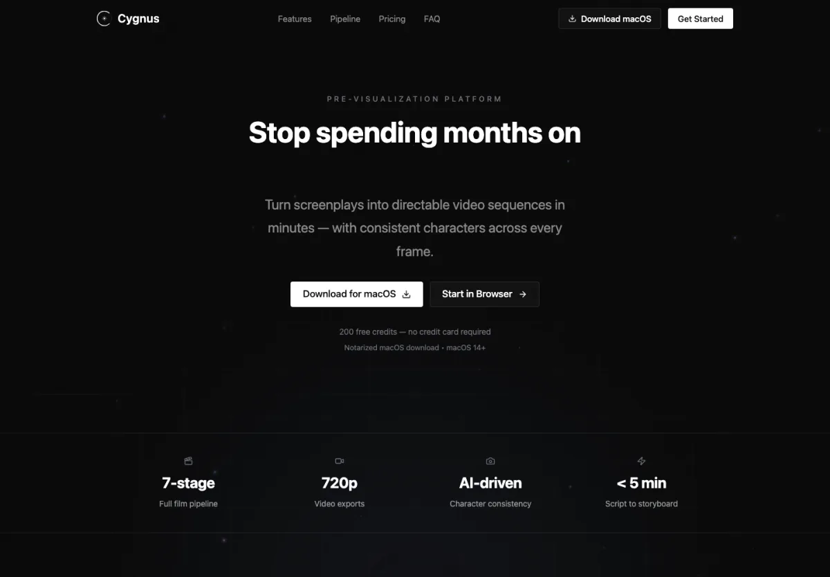Cygnus product website screenshot