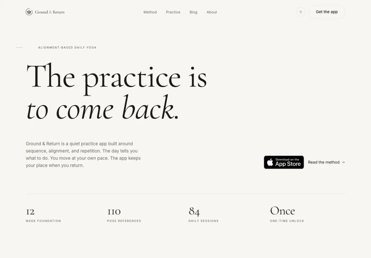 Ground and Return product website screenshot